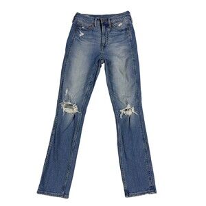 Gap Vintage Slim High Rise Jeans Women's 25/0 Light Destroy Distressed Blue